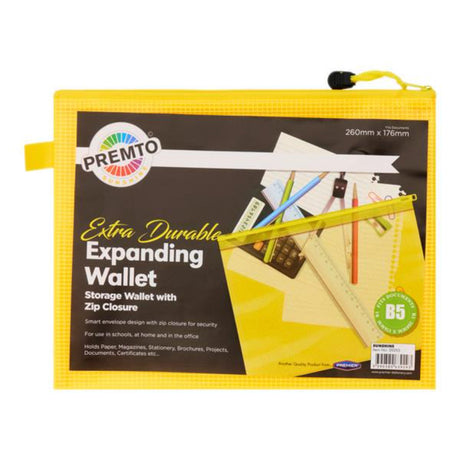 Premto B5 Extra Durable Mesh Wallet - Sunshine Yellow-Mesh Wallet Bags-Premto|StationeryShop.co.uk