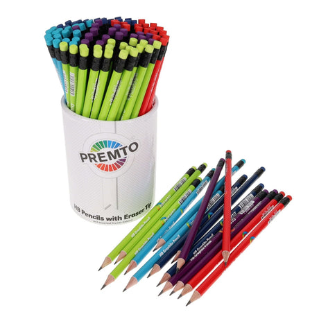 Premto HB Pencils With Eraser Tip - Tub of 100-Pencils- Buy Online at Stationery Shop UK