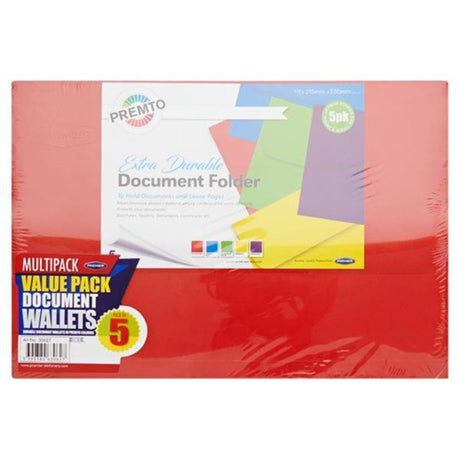 Premto Multipack | Extra Durable Document Folders - Series 1 - Pack of 5-Document Folders & Wallets-Premto|StationeryShop.co.uk