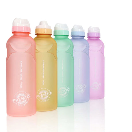 Premto Multipack | Pastel 500ml Stealth Soft Touch Bottle - Pack of 5-Water Bottles-Premto|StationeryShop.co.uk