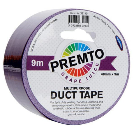 Premto Multipurpose Duct Tape - 48mm x 9m - Grape Juice Purple-Multipurpose Tape-Premto|StationeryShop.co.uk