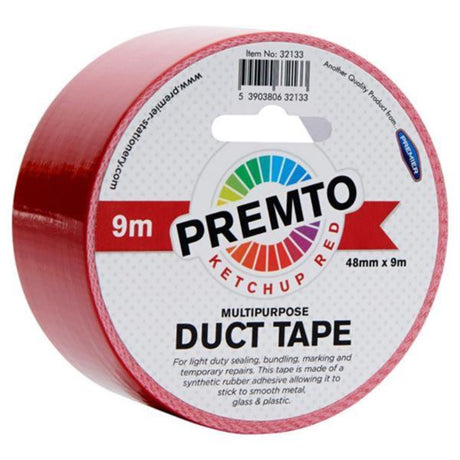 Premto Multipurpose Duct Tape - 48mm x 9m - Ketchup Red-Multipurpose Tape-Premto|StationeryShop.co.uk