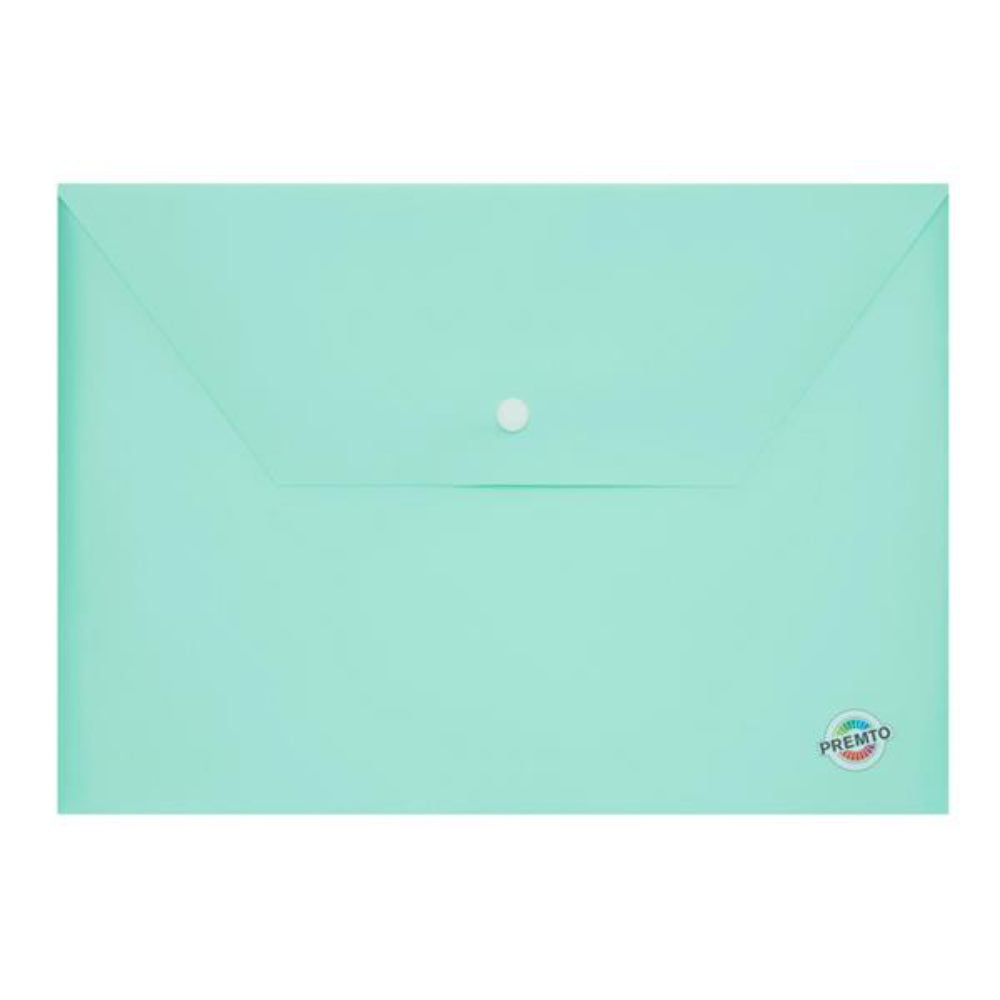 Premto Pastel A4 Button Wallet - Mint Magic Green-Document Folders & Wallets-Premto|StationeryShop.co.uk