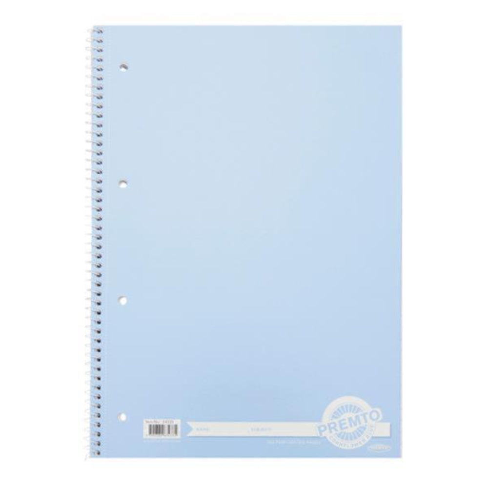 Premto Pastel A4 Spiral Notebook - 160 Pages -Cornflower Blue-A4 Notebooks-Premto|StationeryShop.co.uk