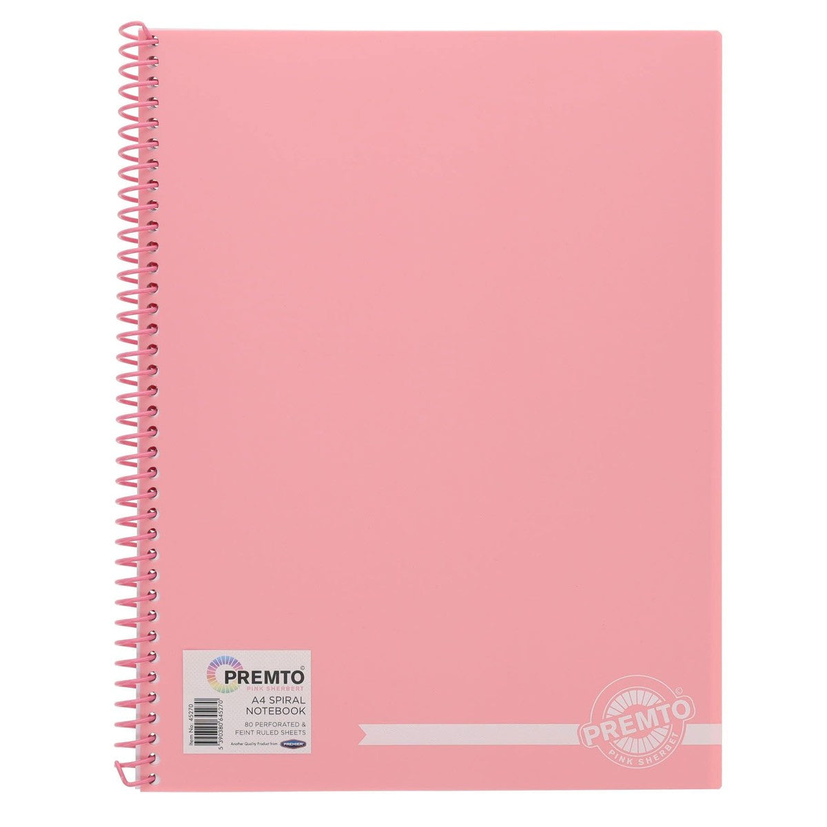 Premto Pastel A4 Spiral Notebook PP - 160 Pages - Pink Sherbet