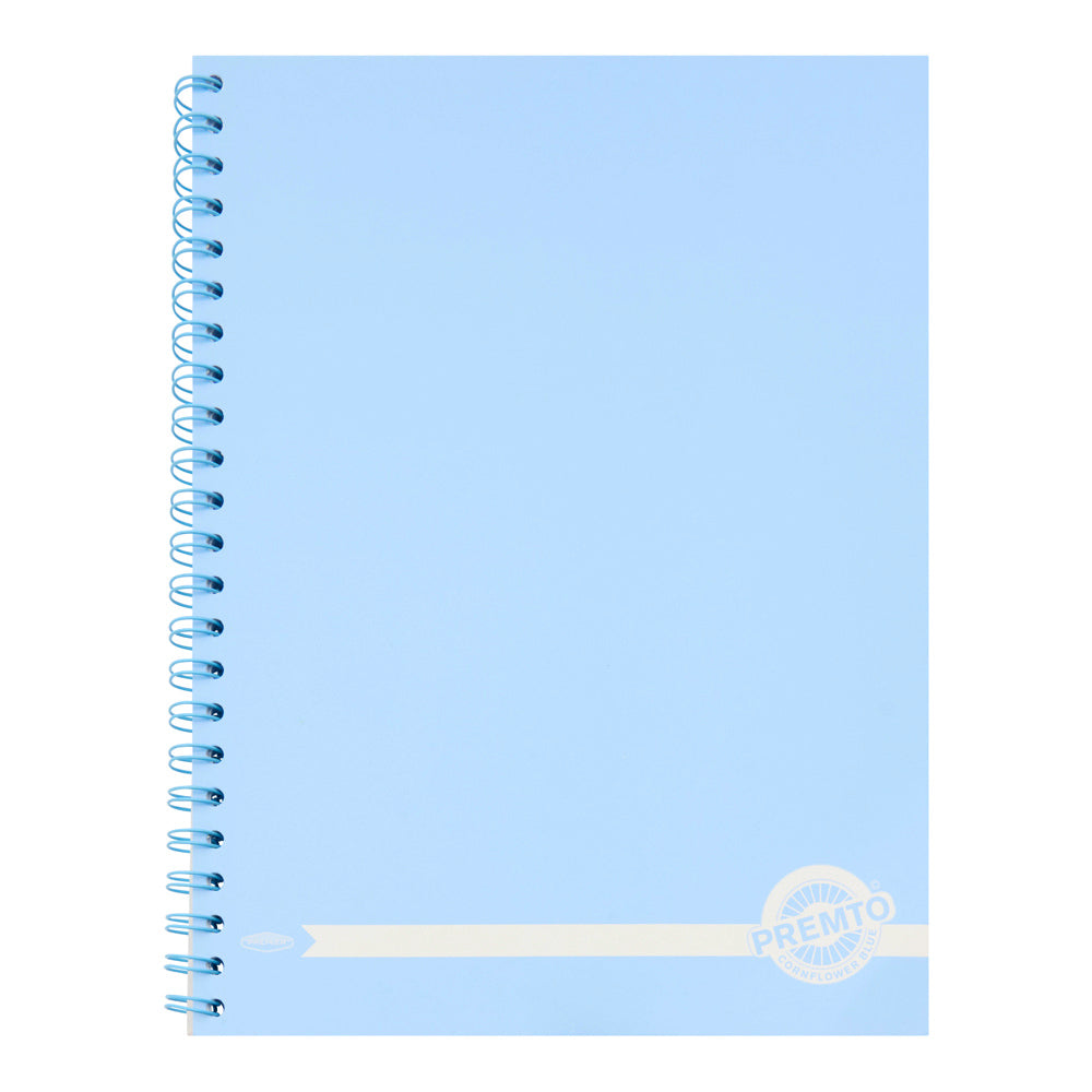 Premto Pastel A4 Wiro Notebook - 200 Pages - Cornflower Blue-A4 Notebooks-Premto|StationeryShop.co.uk
