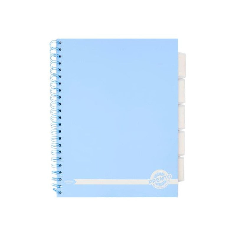 Premto Pastel A4 Wiro Project Book - 5 Subjects - 200 Pages - Cornflower Blue-Subject & Project Books-Premto|StationeryShop.co.uk