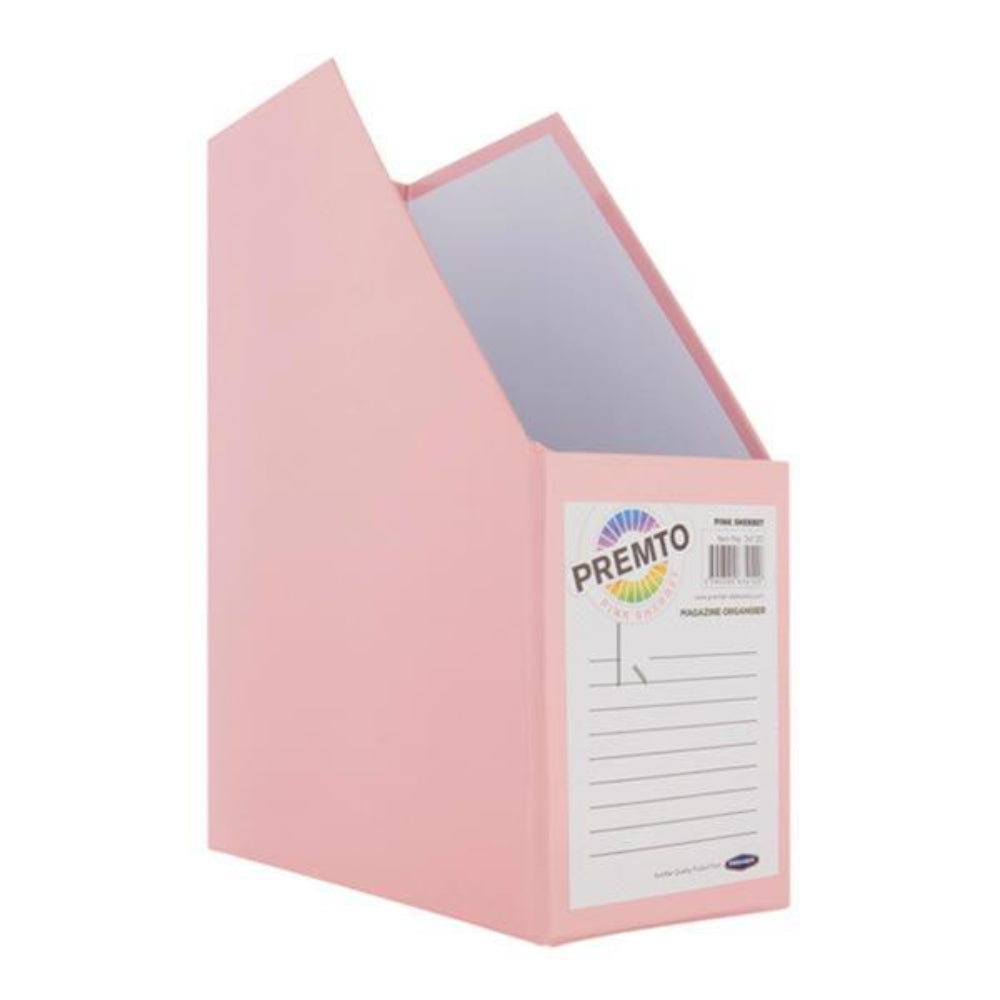 Premto Pastel Magazine Organiser - Made of Heavy Duty Cardboard - Pink Sherbet-Magazine Organiser-Premto|StationeryShop.co.uk