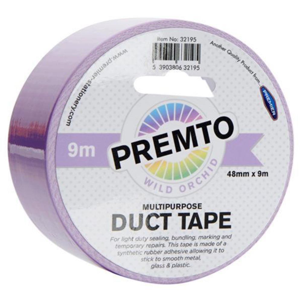 Premto Pastel Multipurpose Duct Tape - 48mm x 9m - Wild Orchid Purple-Multipurpose Tape-Premto|StationeryShop.co.uk