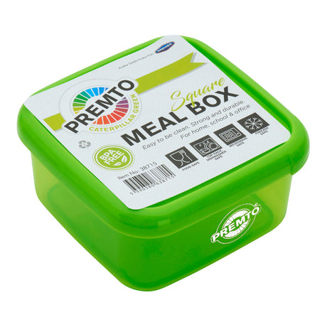 Premto Square BPA Free Meal Box - Microwave Safe - Caterpillar Green-Lunch Boxes-Premto|StationeryShop.co.uk