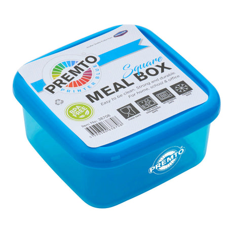 Premto Square BPA Free Meal Box - Microwave Safe - Printer Blue-Lunch Boxes-Premto|StationeryShop.co.uk
