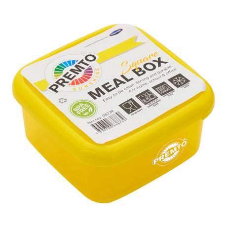 Premto Square BPA Free Meal Box - Microwave Safe - Sunshine Yellow-Lunch Boxes-Premto|StationeryShop.co.uk