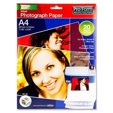 Pro:Form A4 Photograph Inkjet Paper - 20 Sheets-Photo Paper-Pro:Form|StationeryShop.co.uk