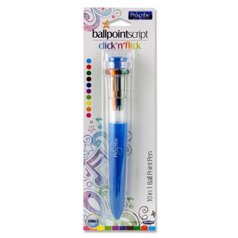 Pro:Scribe 10-in-1 Click'n'Flick Ballpoint Pen-Ballpoint Pens-Pro:Scribe|StationeryShop.co.uk