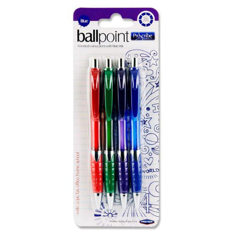 Pro:Scribe Ballpoint Pens - Blue Ink - Pack of 4-Ballpoint Pens-Pro:Scribe|StationeryShop.co.uk