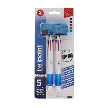 Pro:Scribe Click Ballpoint 5 Colours - Pack of 2-Ballpoint Pens-Pro:Scribe|StationeryShop.co.uk