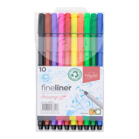 Pro:Scribe Fineliner Pens with Hexagrip - Pack of 10-Fineliner Pens-Pro:Scribe|StationeryShop.co.uk