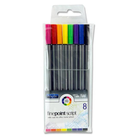 Pro:Scribe Finepoint Script Pens - Pack of 8-Fineliner Pens-Pro:Scribe|StationeryShop.co.uk