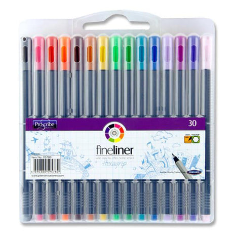 Pro:Scribe Hexagrip Fineliner Pens - Coloured - Box of 30-Fineliner Pens-Pro:Scribe|StationeryShop.co.uk