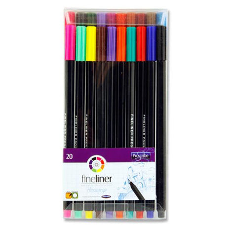 Pro:Scribe Hexagrip Fineliner Pens - Coloured - Pack of 20-Fineliner Pens-Pro:Scribe|StationeryShop.co.uk