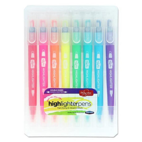 Pro:Scribe Twin Tip Highlighters - Pack of 8-Highlighters-Pro:Scribe|StationeryShop.co.uk
