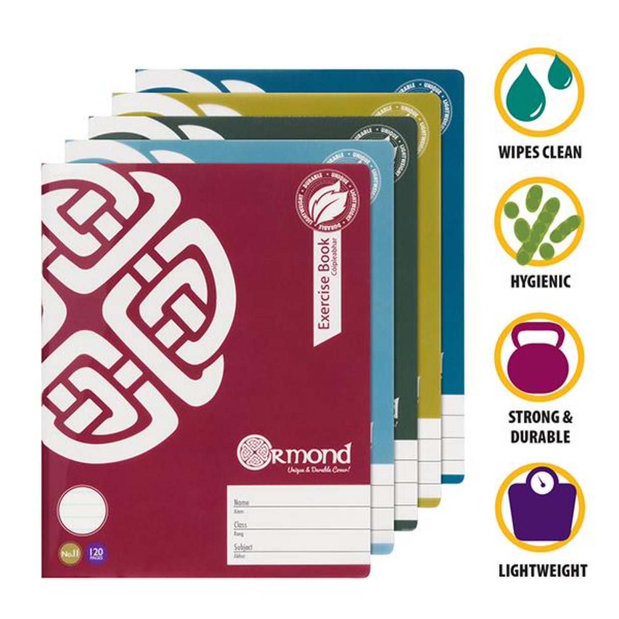 Ormond Multipack | No.11 Durable Cover Exercise Book - 120 Pages - Bold - Pack of 5