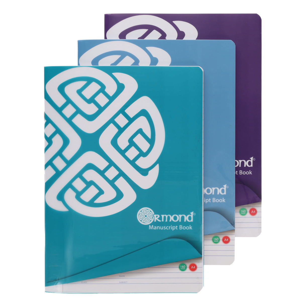 Ormond Multipack | A4 Durable Cover Manuscript Book - Margin Ruled - 160 Pages - Pack of 3