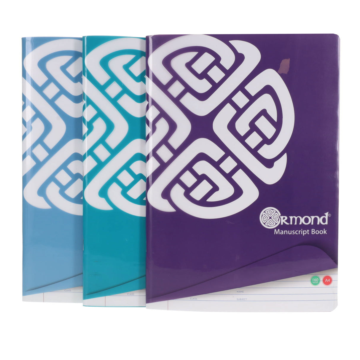 Ormond Multipack | A4 Durable Cover Manuscript Book - Margin Ruled - 160 Pages - Pack of 3