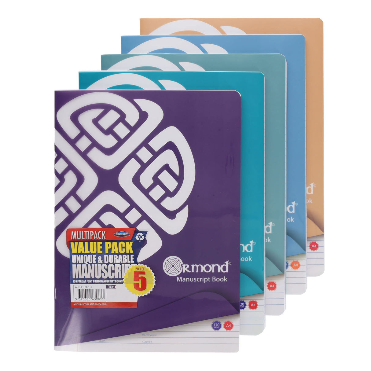 Ormond A4 120Pg Durable Cover Manuscript Book - Pack of 5