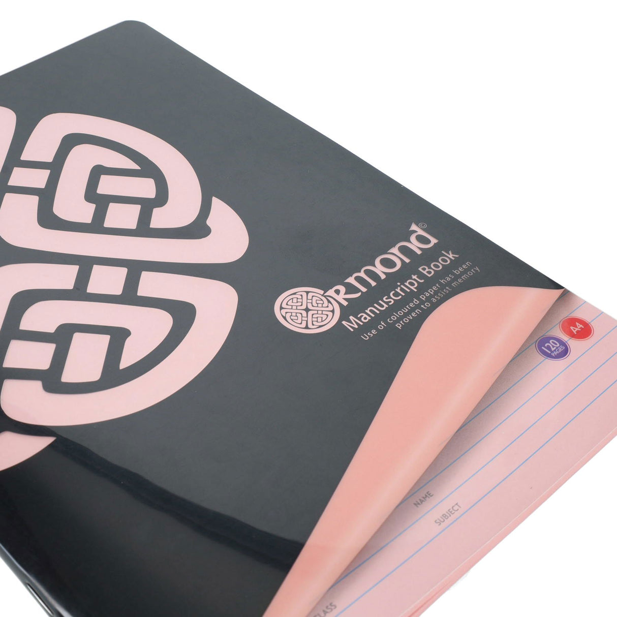 Ormond A4 Durable Cover Visual Memory Aid Manuscript Book 120 Pages - Pink