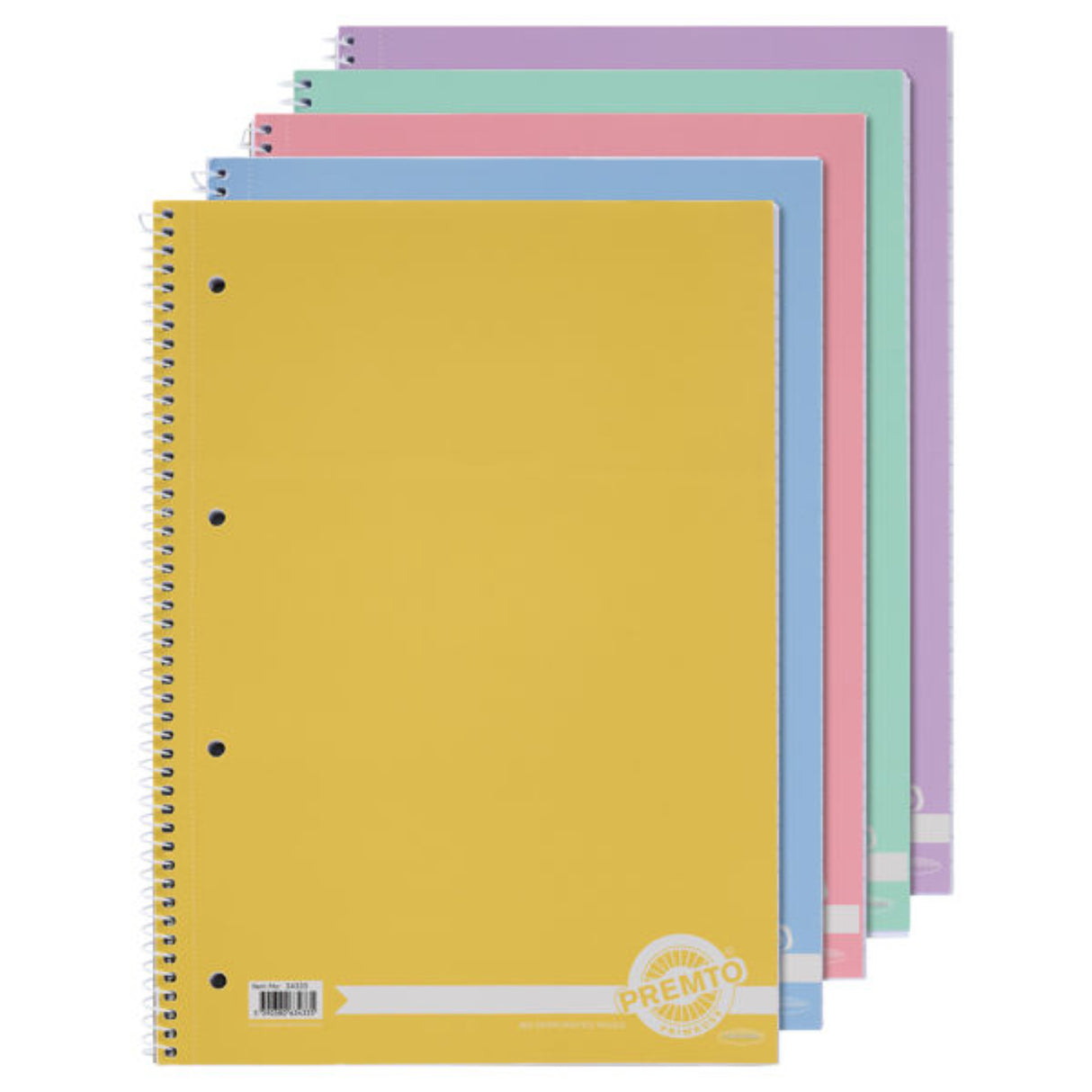 Premto Pastel A4 160pg Spiral Notebook - Asstorted - Pack of 5