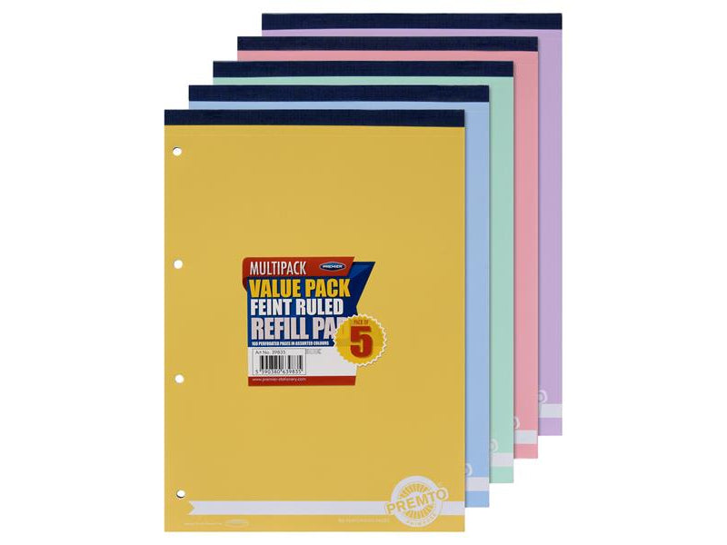 Premto A4 160Pg Refill Pad Top Bound Pastel - Pack of 5