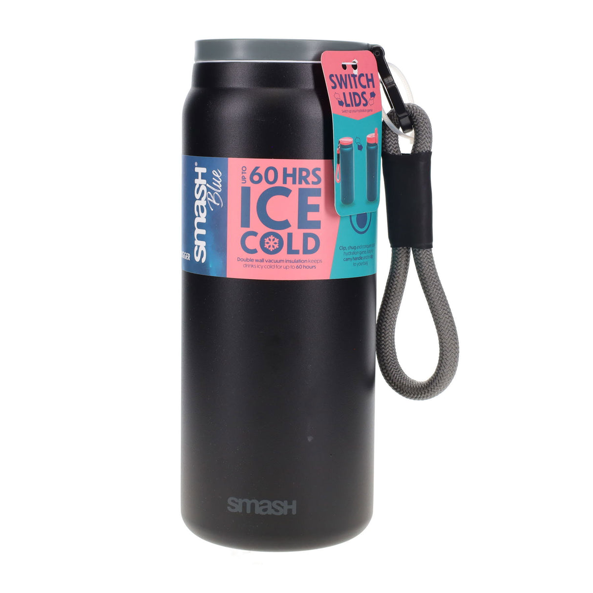 Smash Stainless Steel Bottle - 1.2 litre - Black