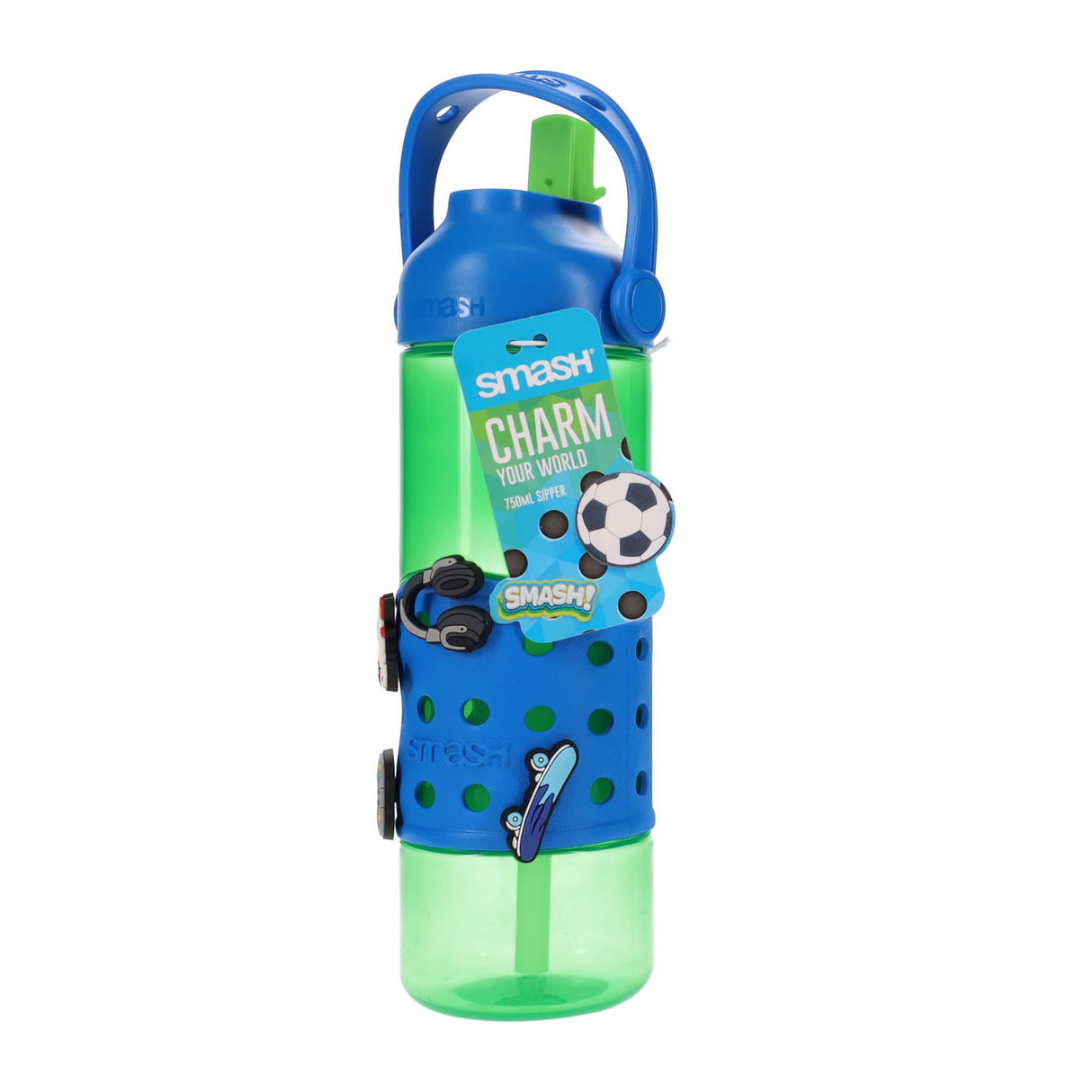 Smash Bottle with Charms - 750ml - Green and Blue