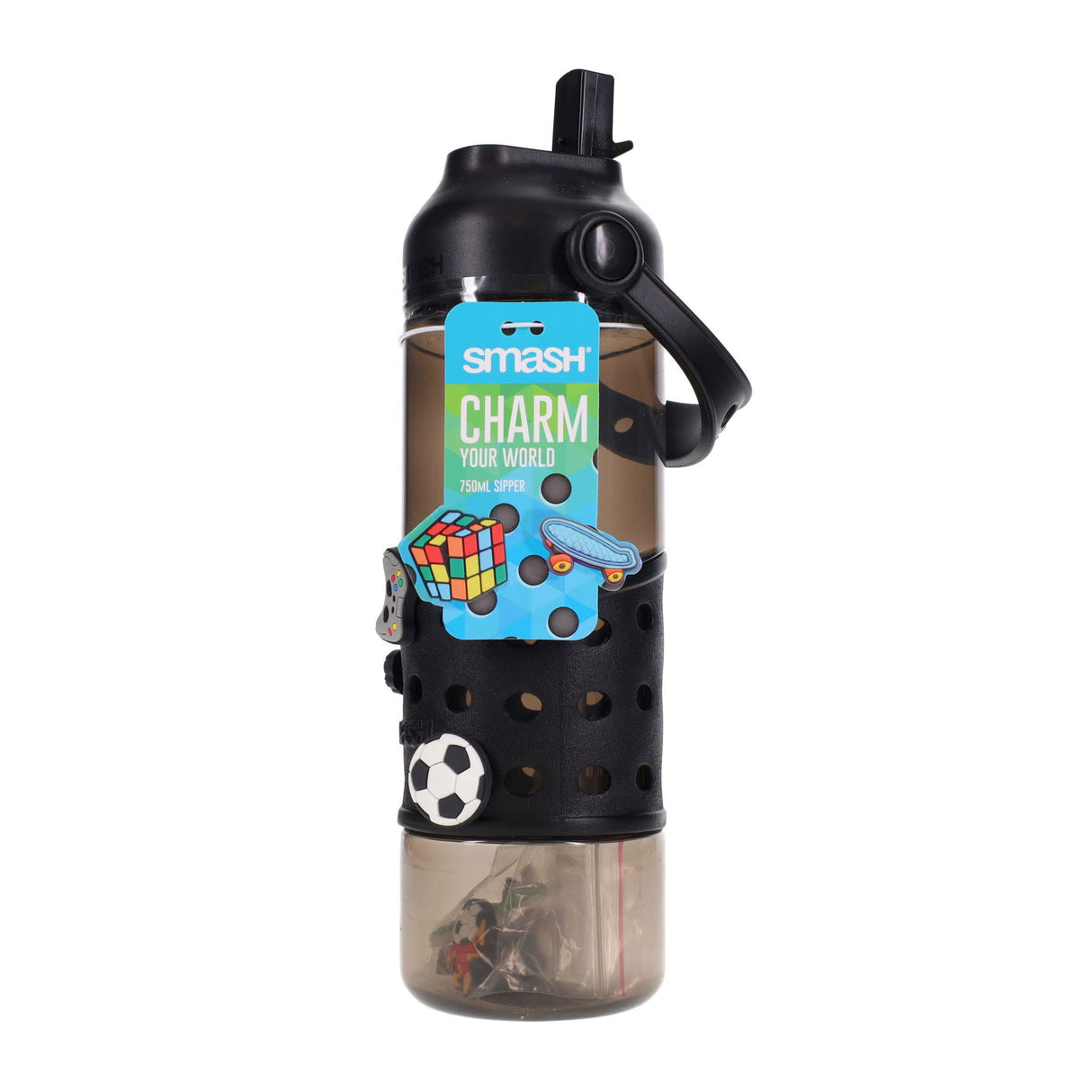 Smash Bottle With 10 Charms - 750ml - Black