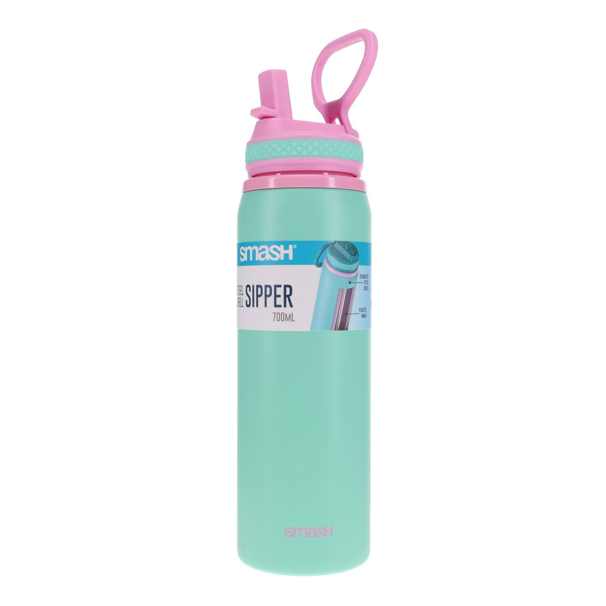 Smash Steel Shell Sipper Bottle - 700ml - Green