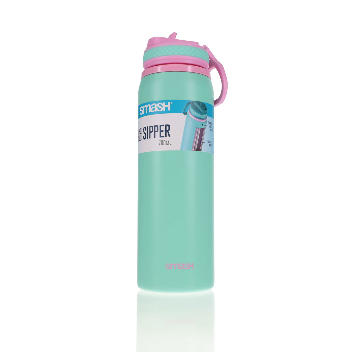 Smash Steel Shell Sipper Bottle - 700ml - Green