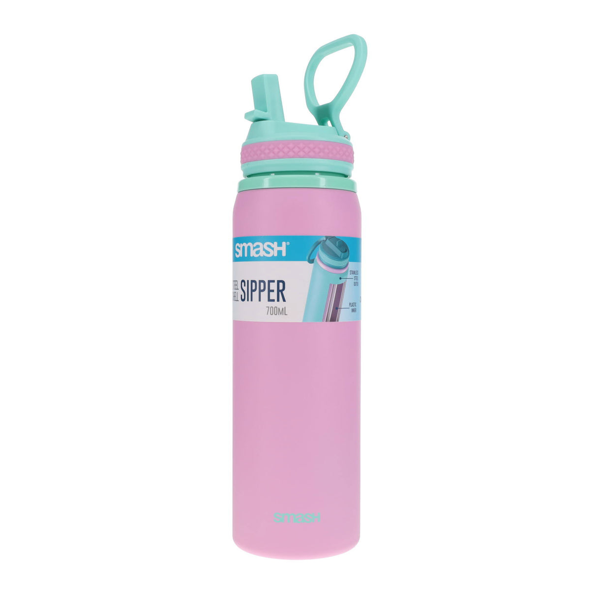 Smash Steel Shell Sipper Bottle - 700ml - Pink