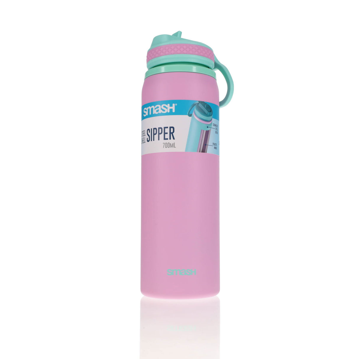 Smash Steel Shell Sipper Bottle - 700ml - Pink
