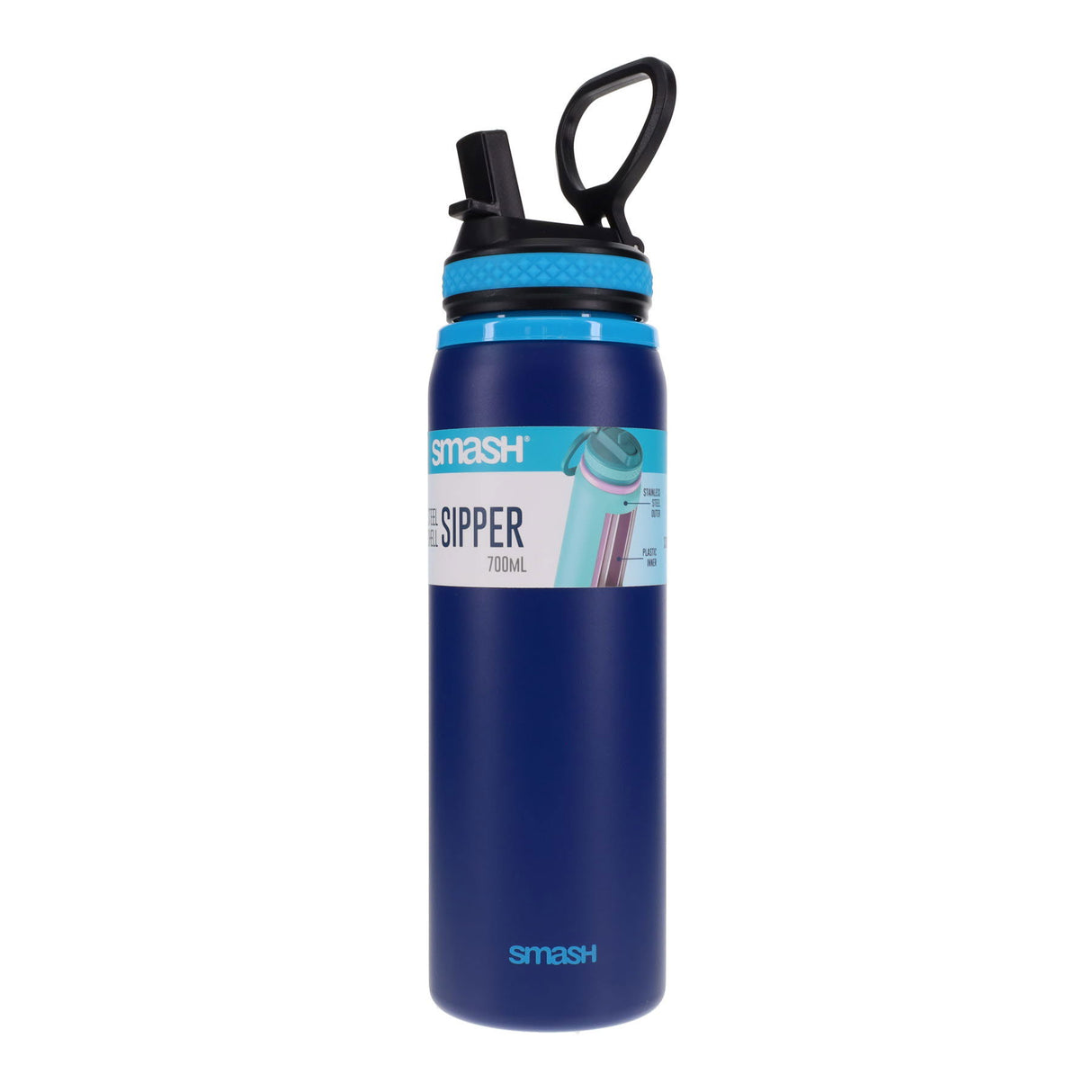 Smash Steel Shell Sipper Bottle - 700ml - Navy