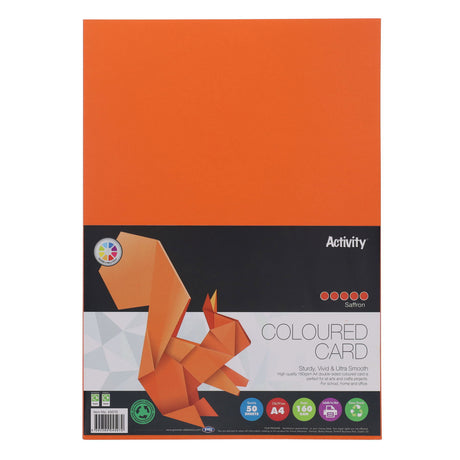 Premier Activity A4 Card - 160 gsm - Saffron Orange - 50 Sheets