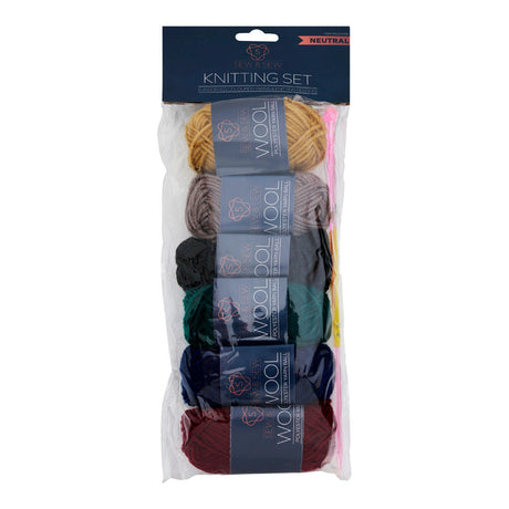 Sew & Sew 110m Knitting Set - Neutral Colours - 50g-Needlework Kits-Sew & Sew|StationeryShop.co.uk