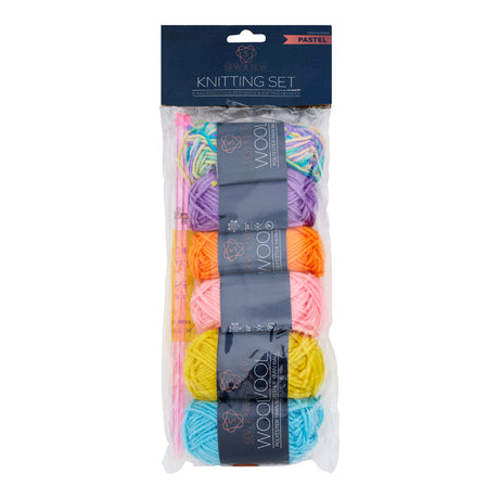 Sew & Sew 110m Knitting Set - Pastel Colours - 50g-Needlework Kits-Sew & Sew|StationeryShop.co.uk