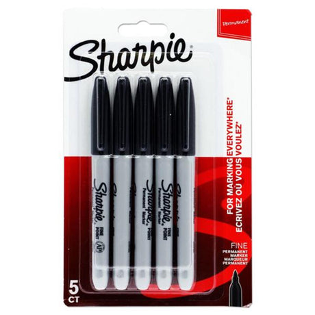 Sharpie Fine Tip Permanent Markers - Black - Pack of 5-Markers-Sharpie|StationeryShop.co.uk