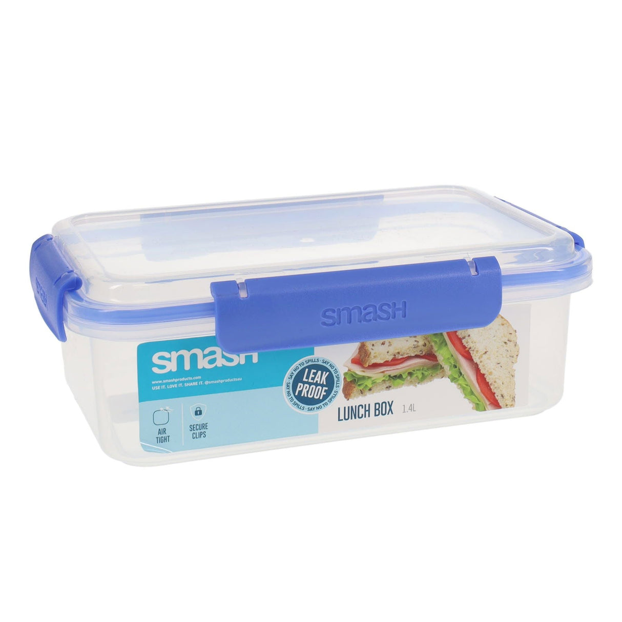 Smash Leakproof Lunch Box - 1.4lL - Blue-Lunch Boxes-Smash|StationeryShop.co.uk