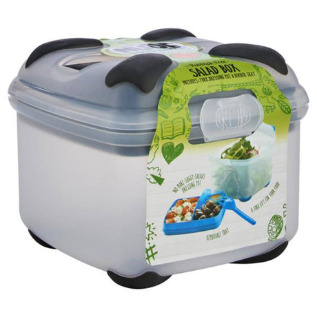 Smash Nude Food Mover 2 Tier Salad Box with Fork - Black-Lunch Boxes-Smash|StationeryShop.co.uk