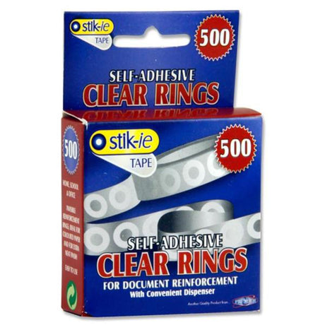 Stik-ie Box of 500 Clear Reinforcement Rings-Punched Pockets-Stik-ie|StationeryShop.co.uk