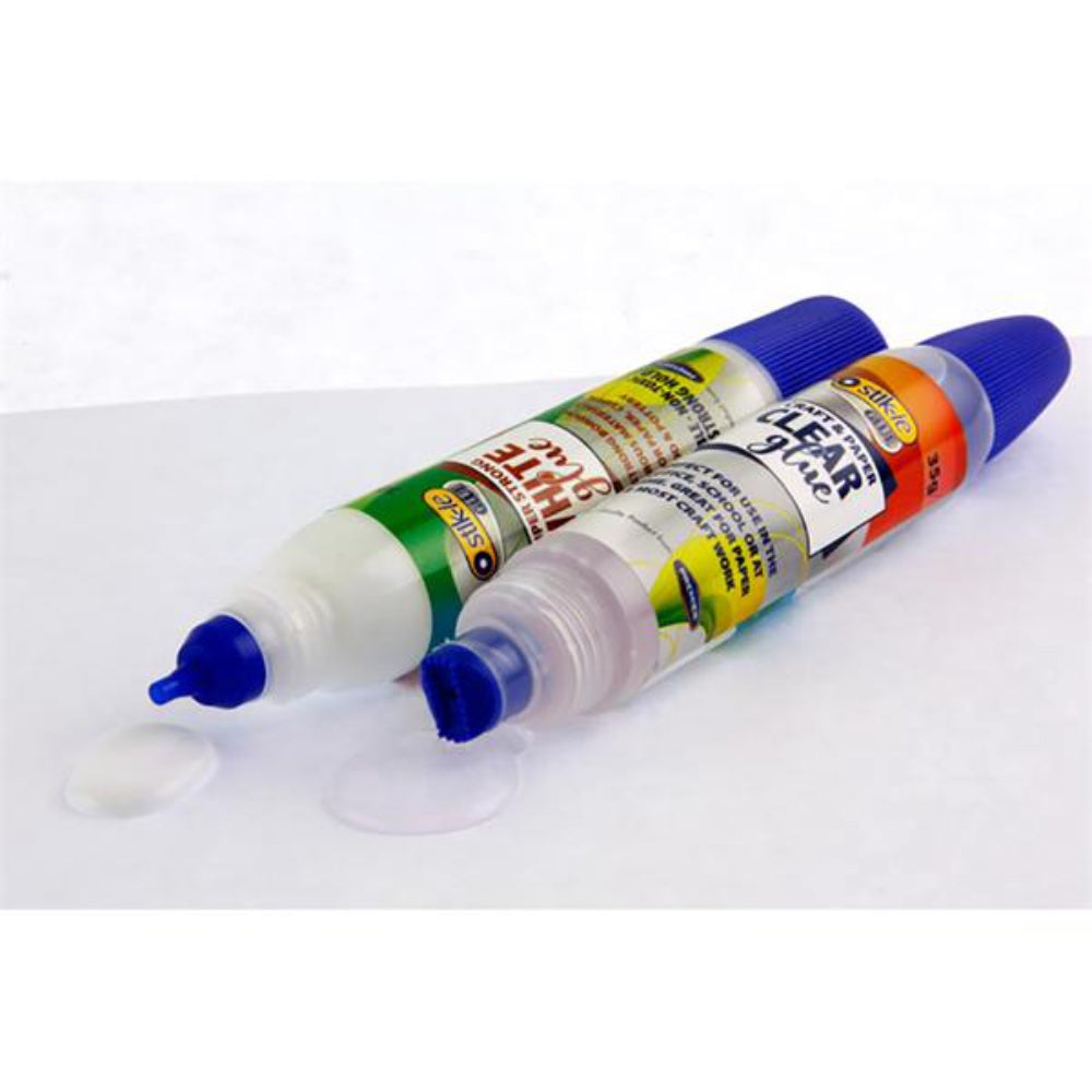 Stik-ie Clear Liquid Glue & White Glue - 35g - Pack of 2-Craft Glue & Office Glue-Stik-ie|StationeryShop.co.uk