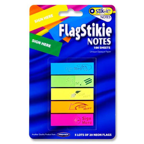 Stik-ie Flag Page Markers - Design: Sign Here - Pack of 5-Sticky Notes-Stik-ie|StationeryShop.co.uk