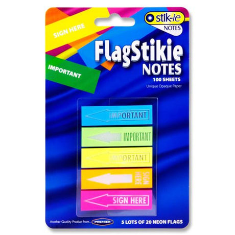 Stik-ie Flag Page Markers - Important & Sign Here - Pack of 5-Sticky Notes-Stik-ie|StationeryShop.co.uk